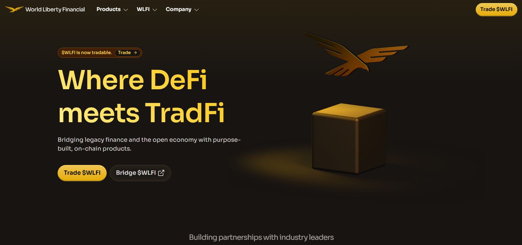 Domovská stránka World Liberty Financial.