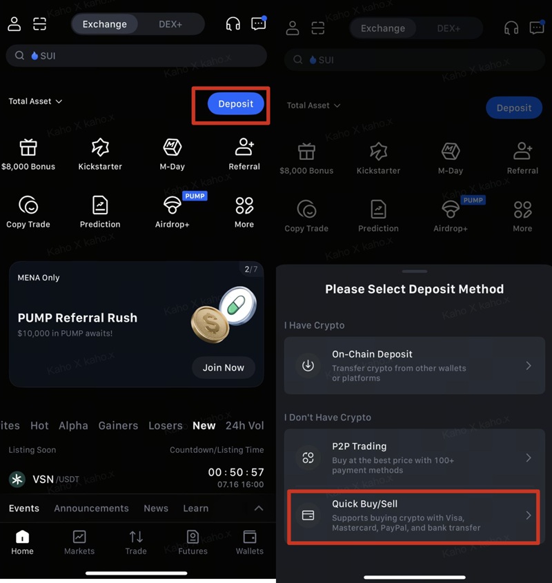 Nákup kryptoměn na MEXC je velmi jednoduchý a rychlý.