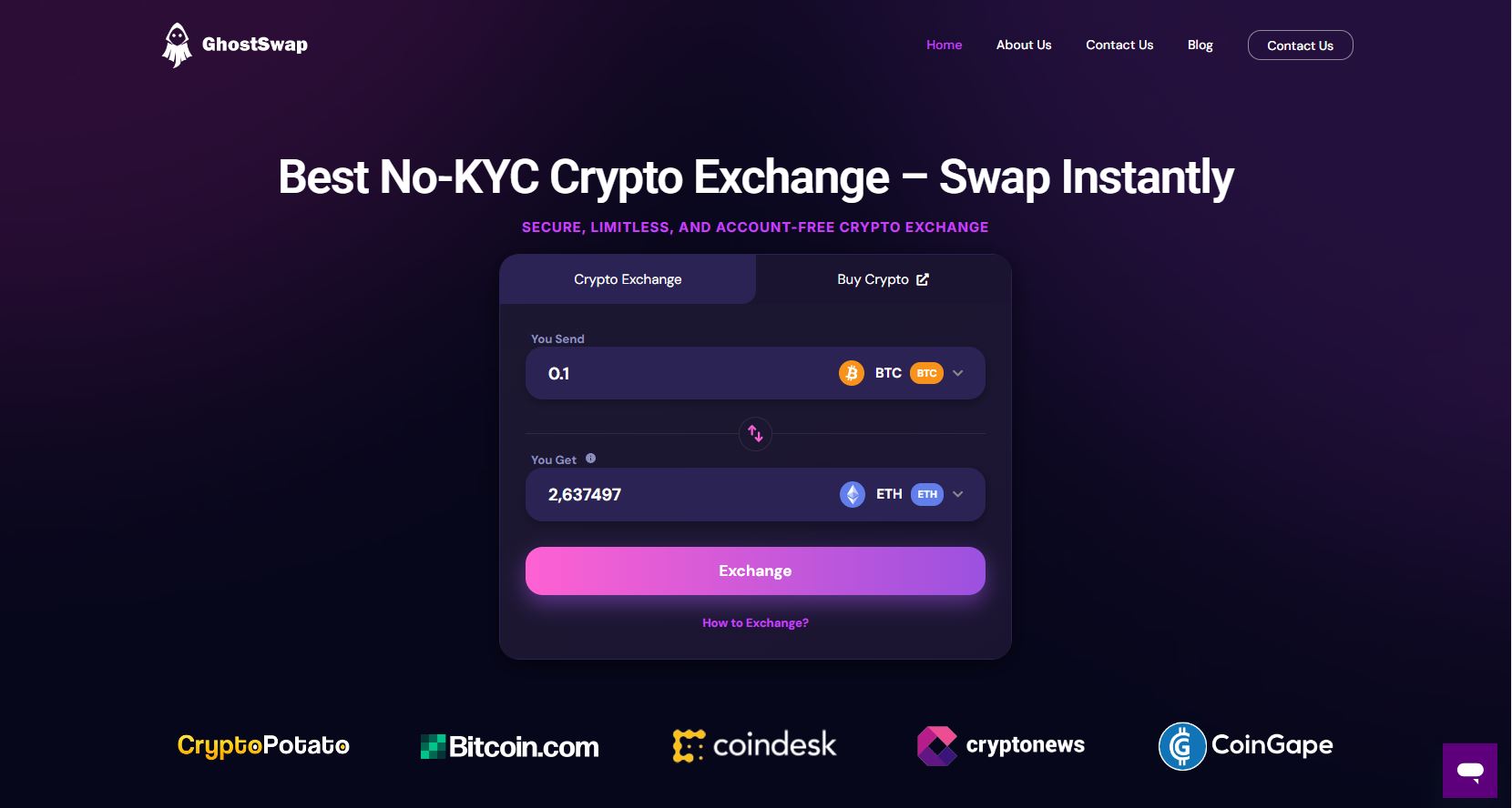 Burzy bez KYC – GhostSwap