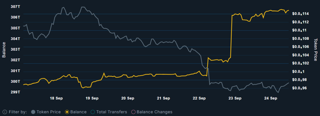 Top 100 peněženek držících PEPE