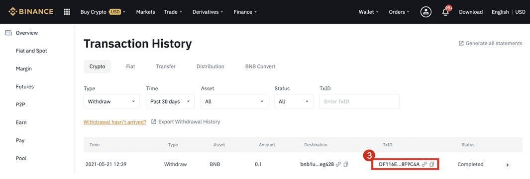 Investoři by si vždy měli uložit identifikátor transakce (TXID), aby mohli dále sledovat stav transakce v blockchain exploreru