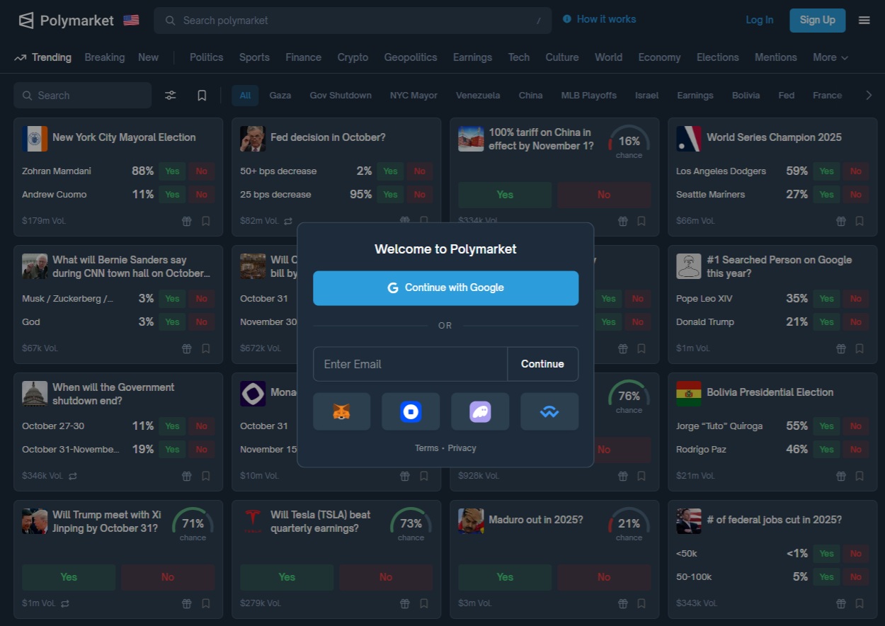 Co je polymarket? Registrace na platformě je velmi jednoduchá a rychlá