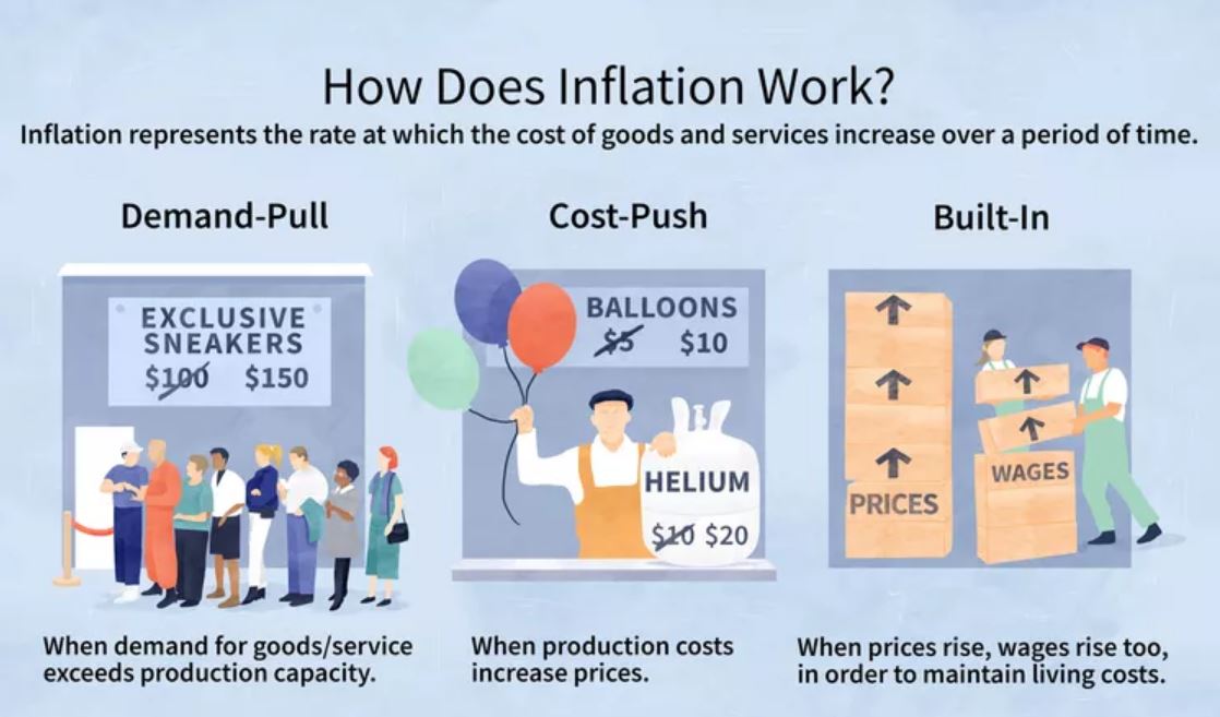 Tři hlavní typy inflace. Zdroj: Investopedia