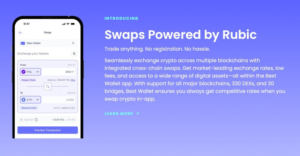 Best Wallet umožňuje sledování peněženek napříč všemi běžně používanými blockchainy.