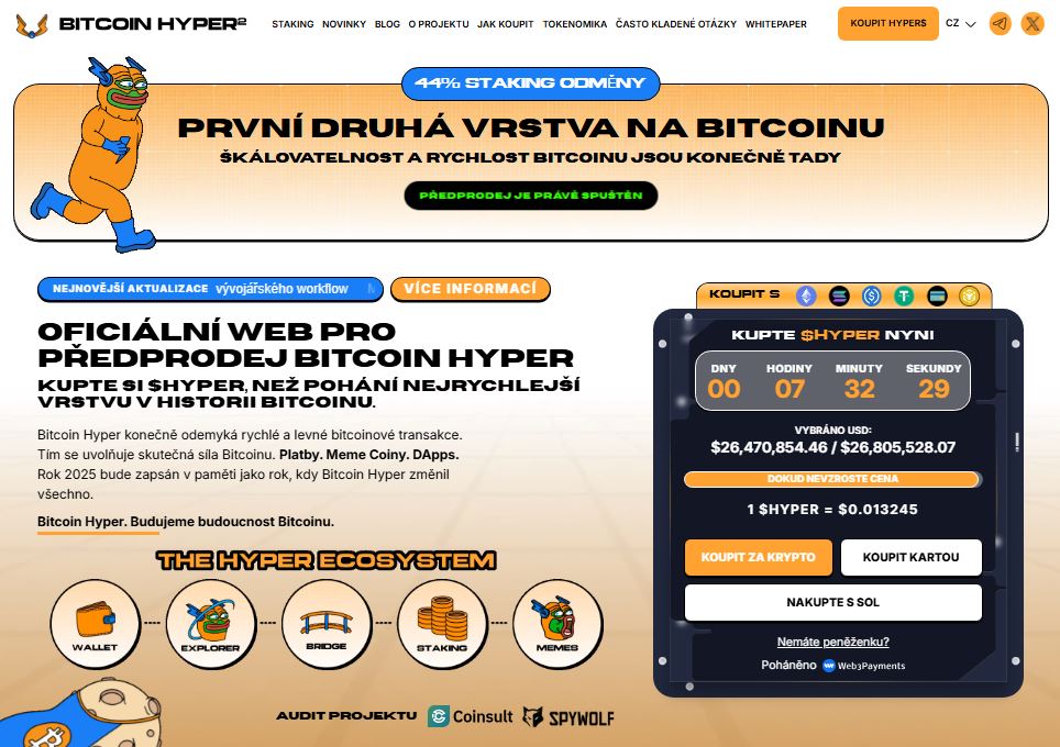 Bitcoin Hyper získal v předprodeji přes 26 milionů USD