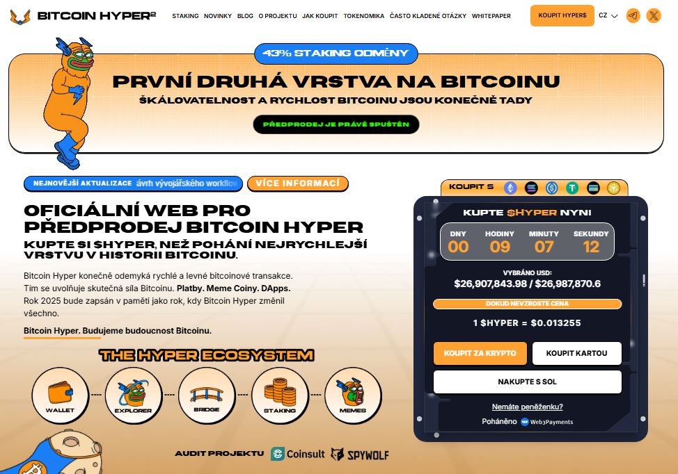 Bitcoin Hyper je jen krůček od pokoření milníku 27 milionů dolarů v předprodeji