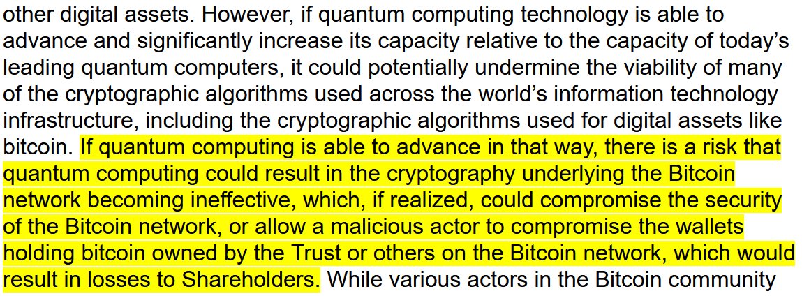 Výňatek z dokumentace iShares varující před kvantovým rizikem pro Bitcoin.