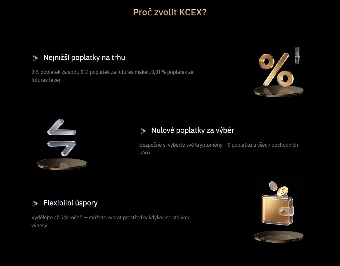 KCEX láká na 0% poplatky, flexibilní úspory a bezplatné výběry.