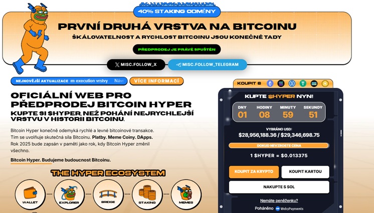 Předprodej Bitcoin Hyper je stále v plném proudu
