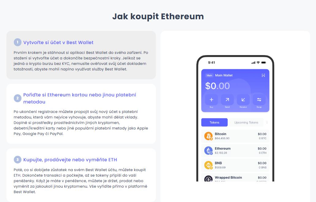 Jak koupit ethereum na Best Wallet