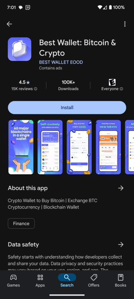 Stáhněte si Best Wallet v Obchodech s aplikacemi Google Play nebo AppStore