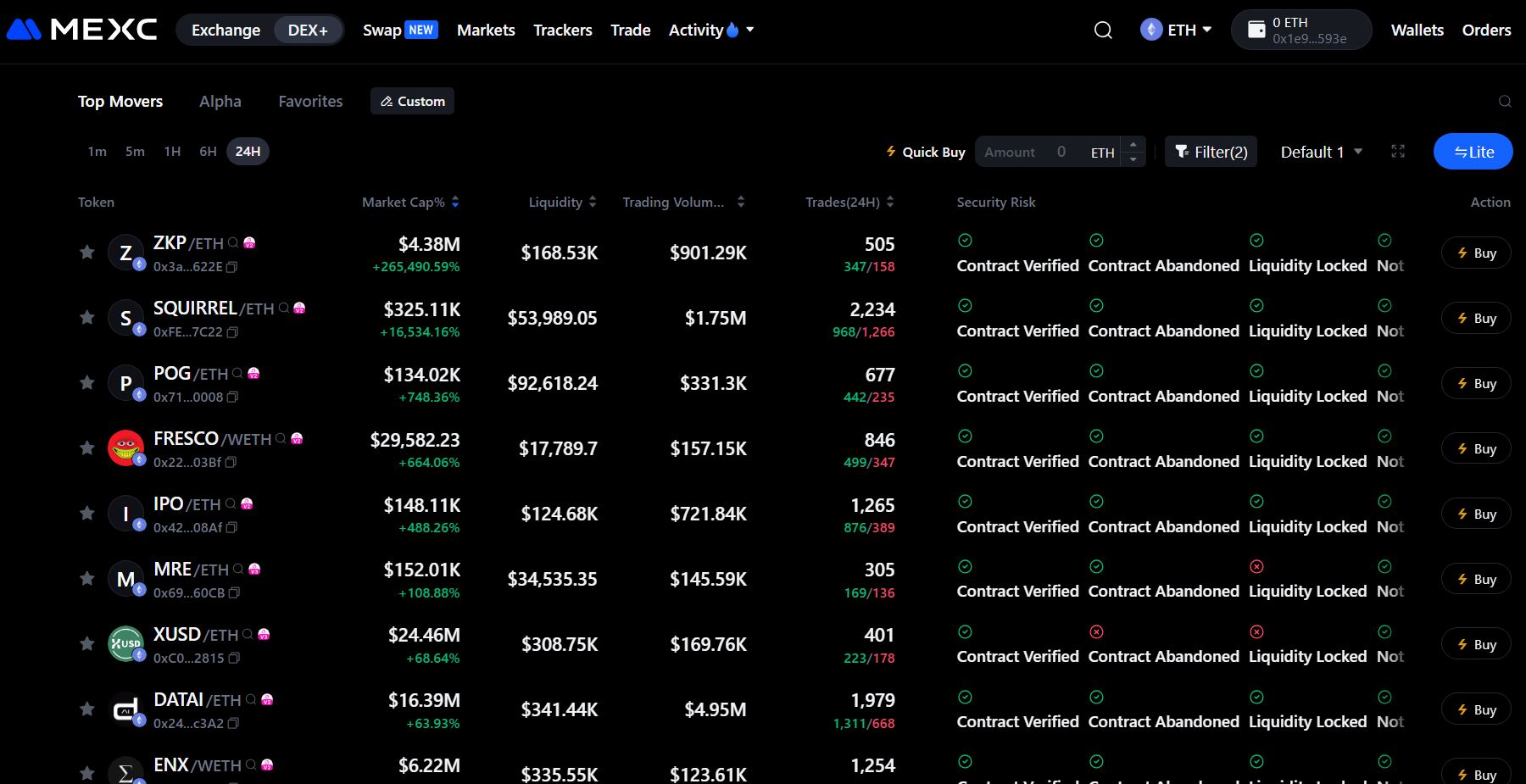 Součástí ekosystému MEXC je také DEX+. Zdroj: mexc.com