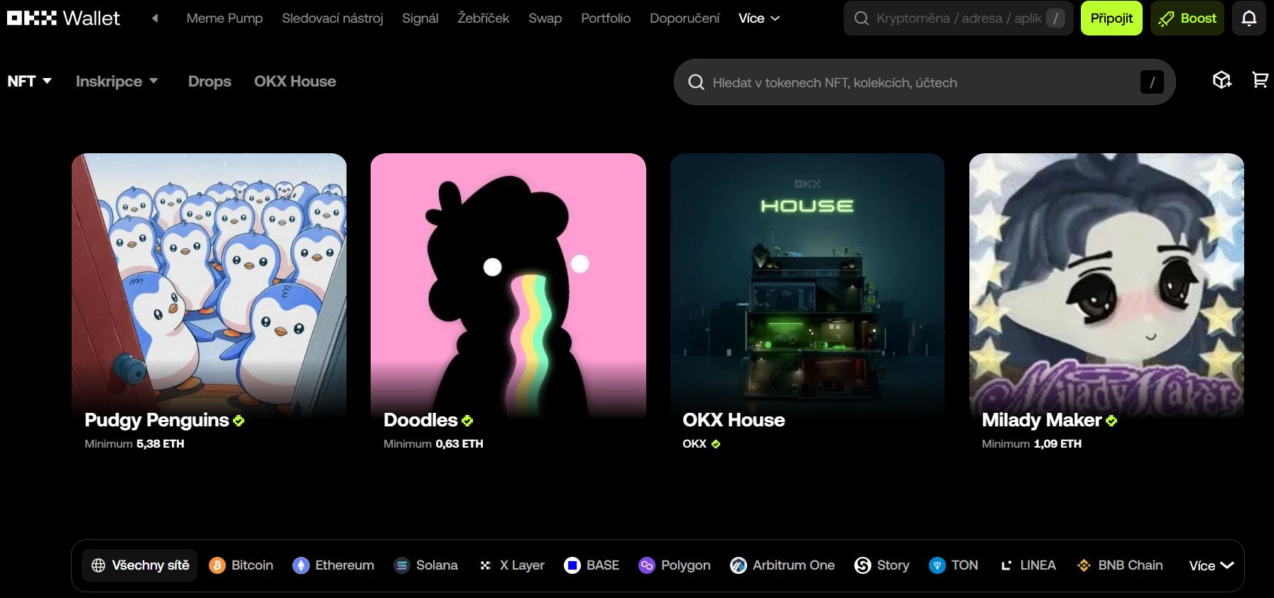 OKX nabízí v rámci svého DeFi hubu vlastní NFT tržiště