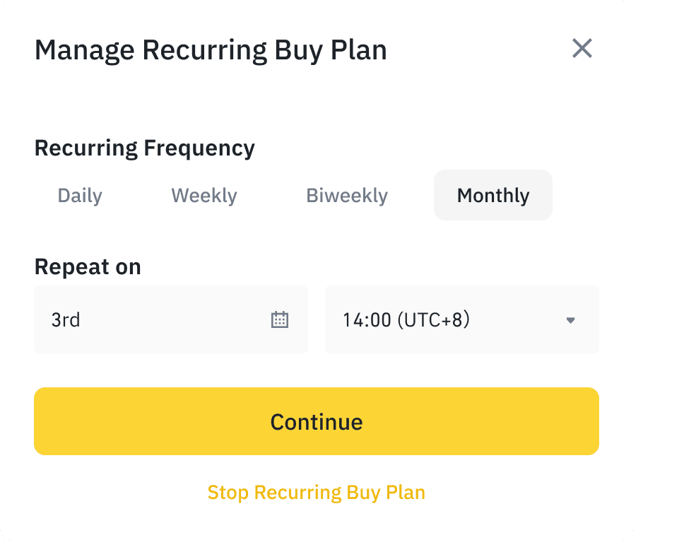 Nastavení automatických pravidelných nákupů kryptoměn na platformě Binance. Zdroj: binance.com
