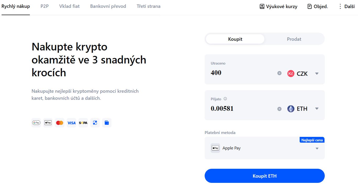 Nákup etherea na MEXC. Zdroj: mexc.com