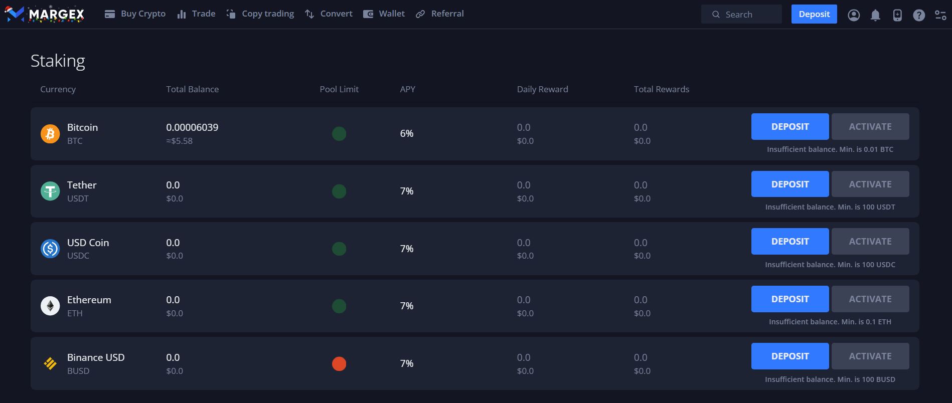 Margex nabízí jednoduchý staking pro BTC, ETH i stablecoiny