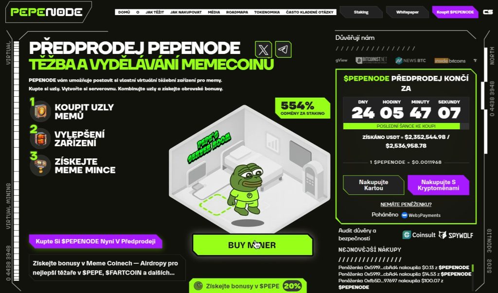 Předprodej PEPENODE nabízí investorům možnost koupit si token za výhodnější cenu