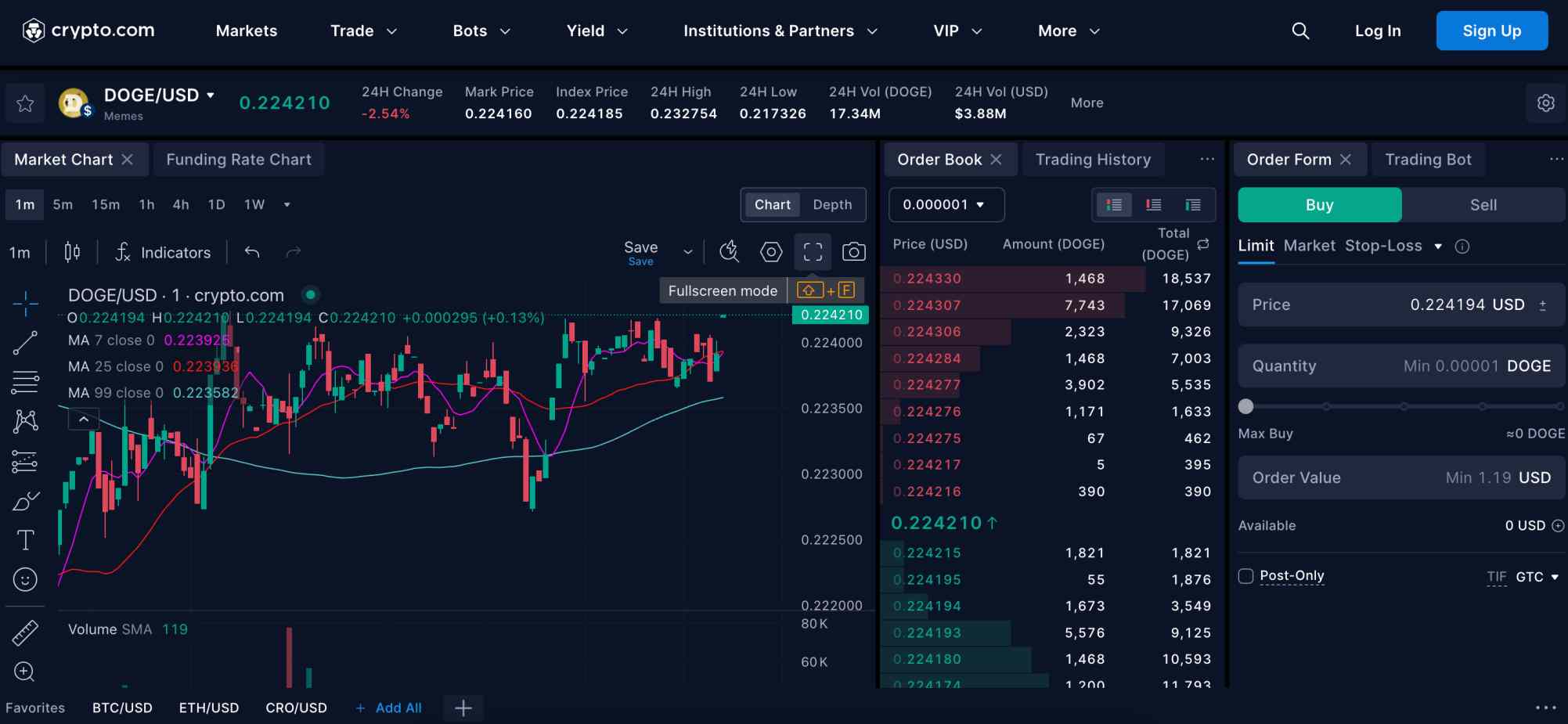 Desktopová platforma nabízí širokou škálu obchodních nástrojů. Zdroj: crypto.com