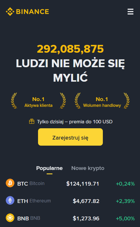 binance strona główna
