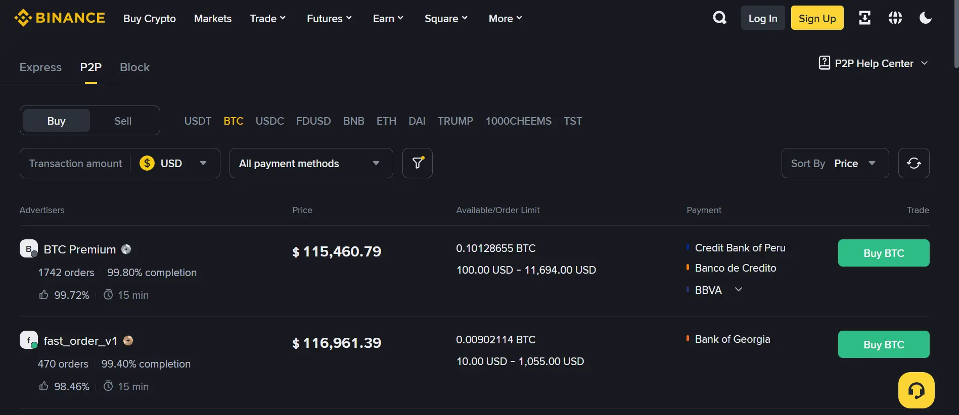 Binance - a legjobb P2P kriptotőzsdék