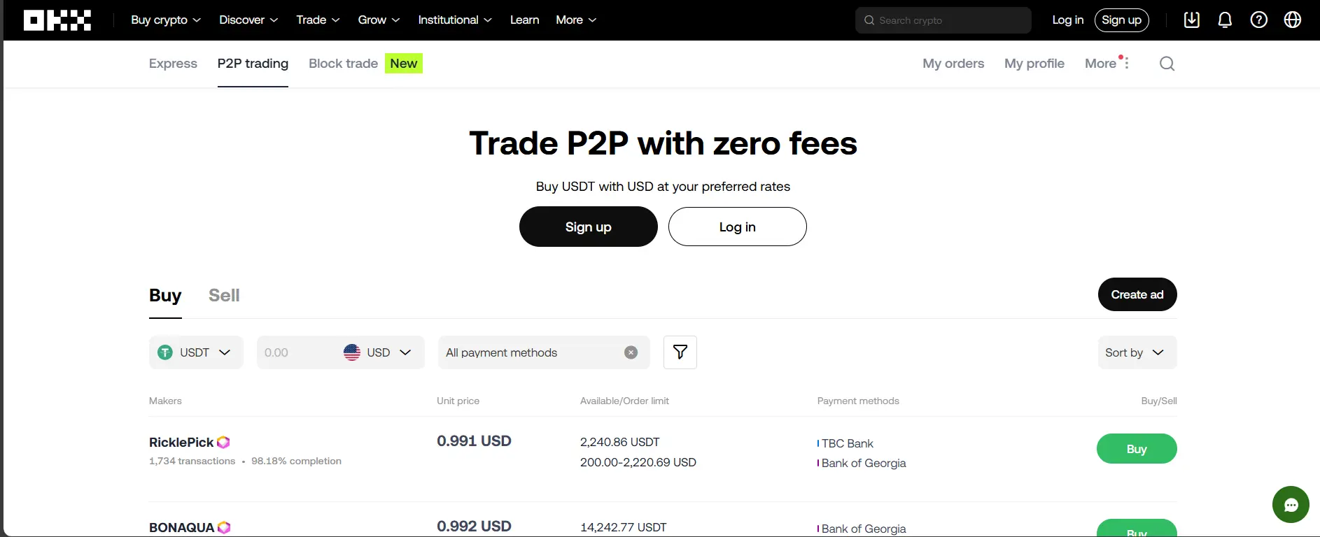 OKX - a legjobb P2P kriptotőzsdék