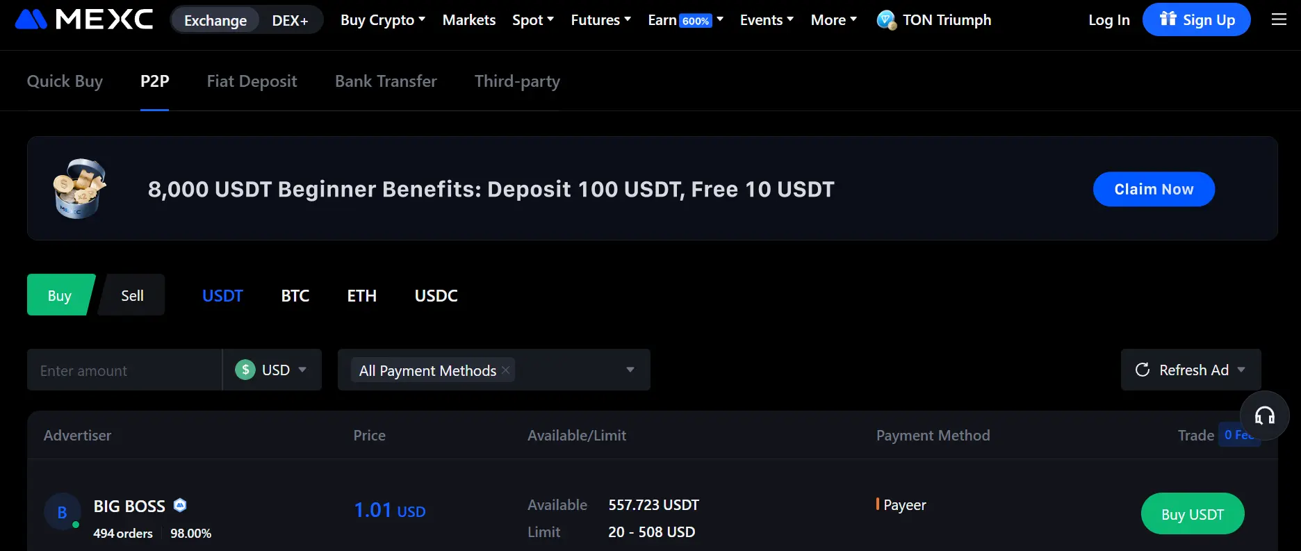 MEXC - a legjobb P2P kriptotőzsdék