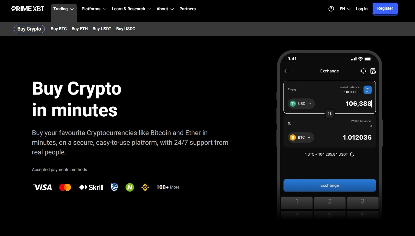 PrimeXBT - kriptovaluta vásárlás bankkártyával