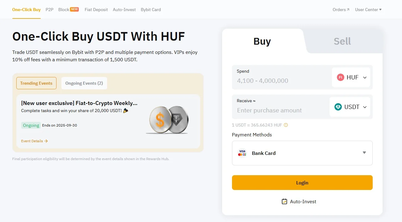 Bybit - kriptovaluta vásárlás bankkártyával