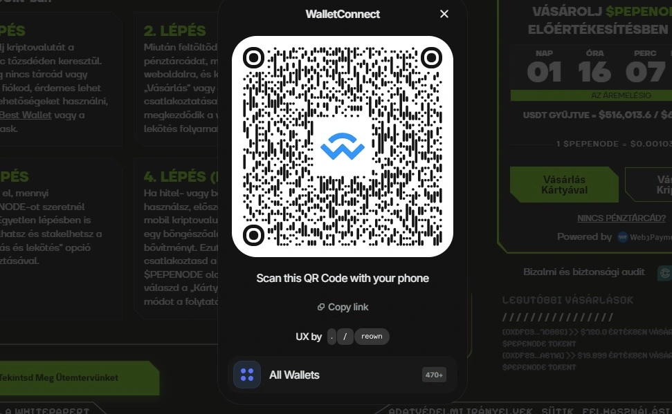 Wallet Connect - tárca csatlakoztatása