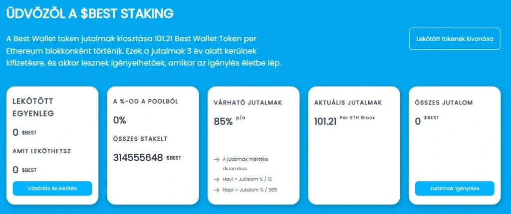 BEST token lekötés