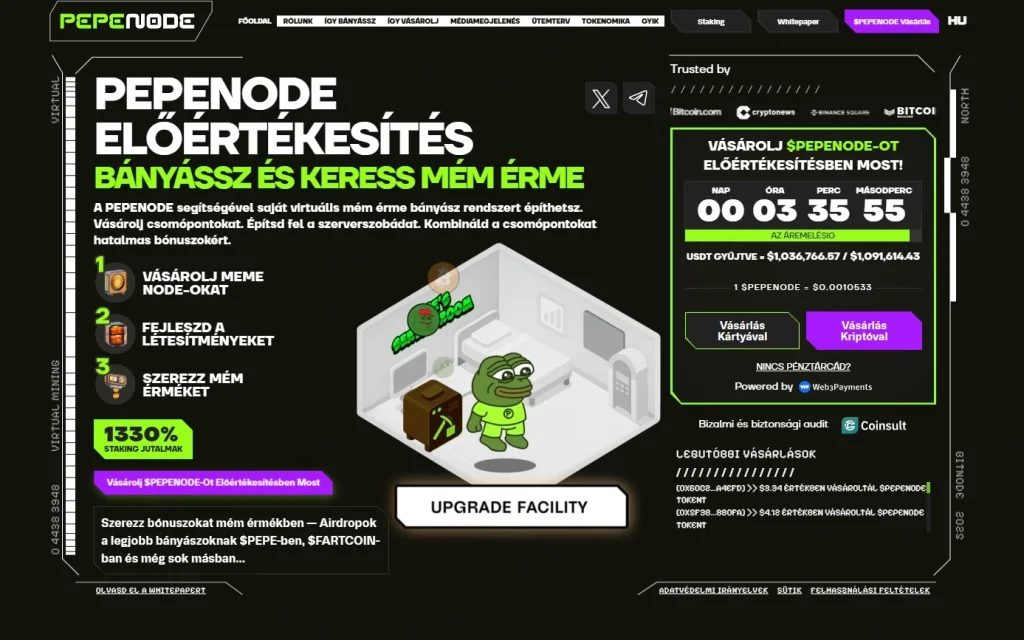 PEPENODE  mémcoin ajánló