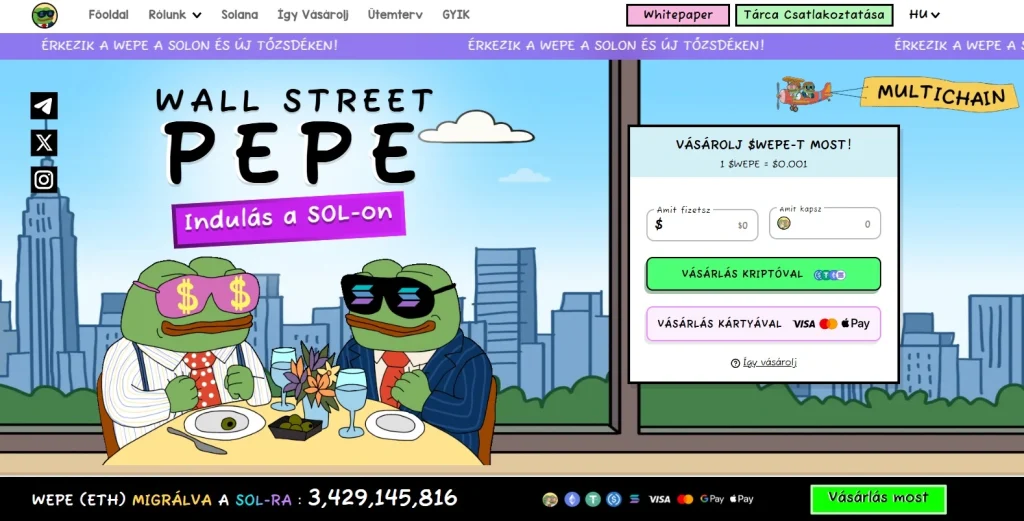 Wall Street Pepe  mémcoin ajánló