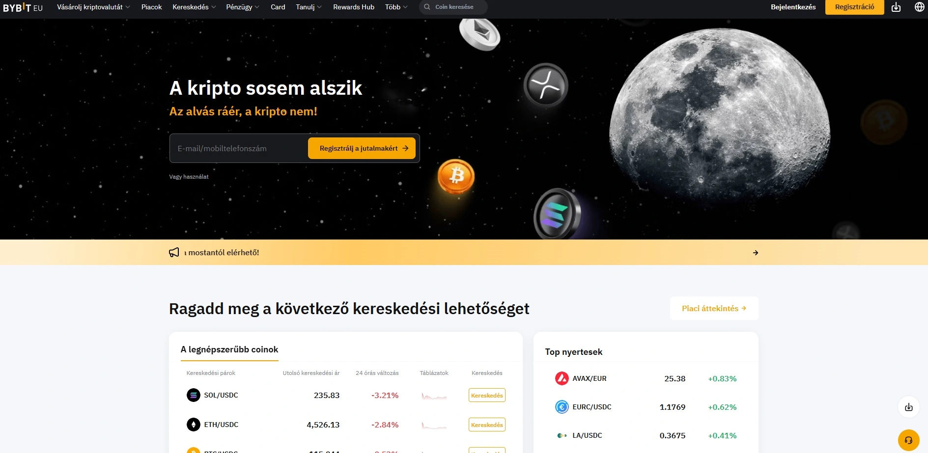 Bybit - a legjobb Coinbase alternatívák