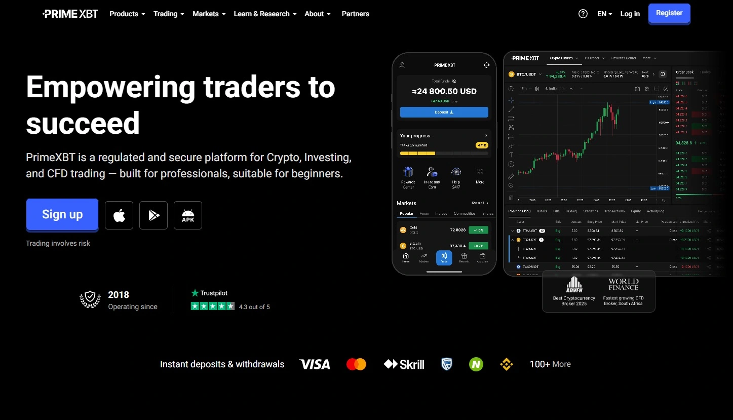 PrimeXBT - a legjobb Coinbase alternatívák