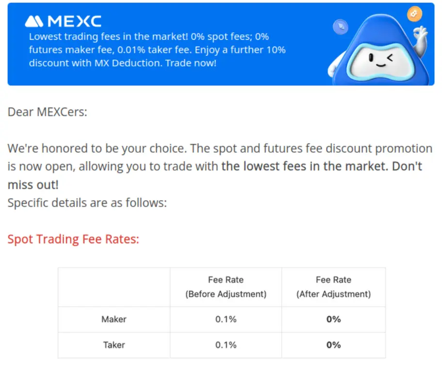 MEXC díjpromóció