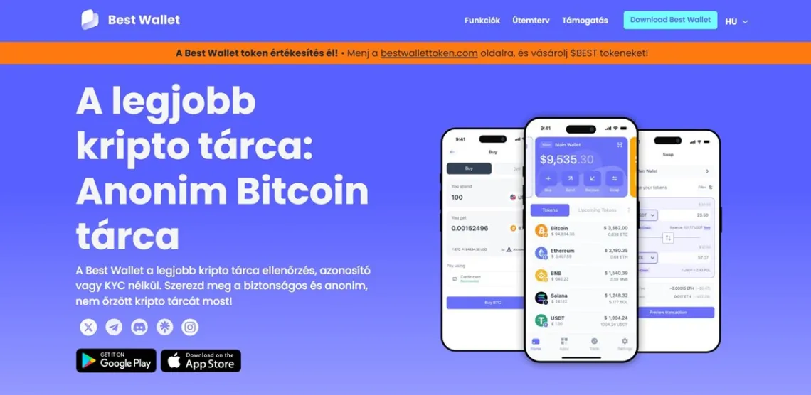 Best Wallet kriptotőzsde főoldal