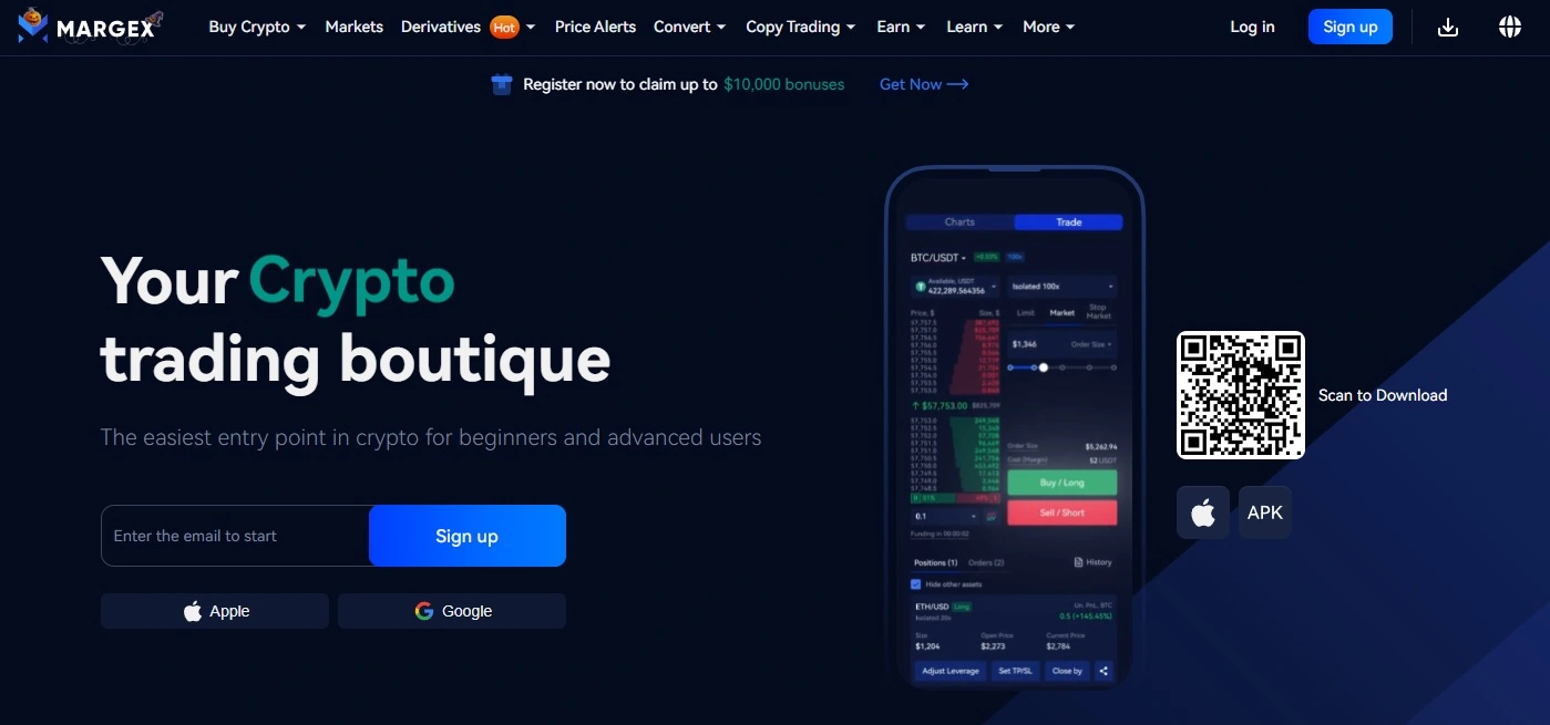 Margex weboldal - kriptovaluta vásárlás