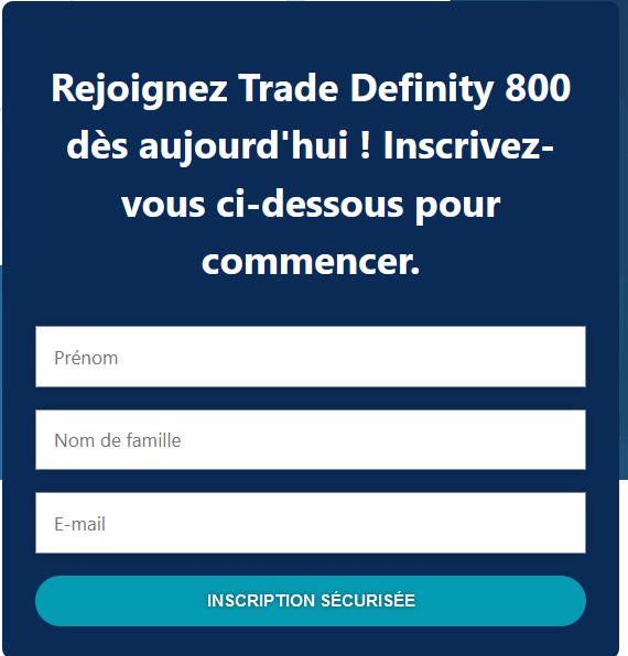 Inscription sur Trade V8 Definity