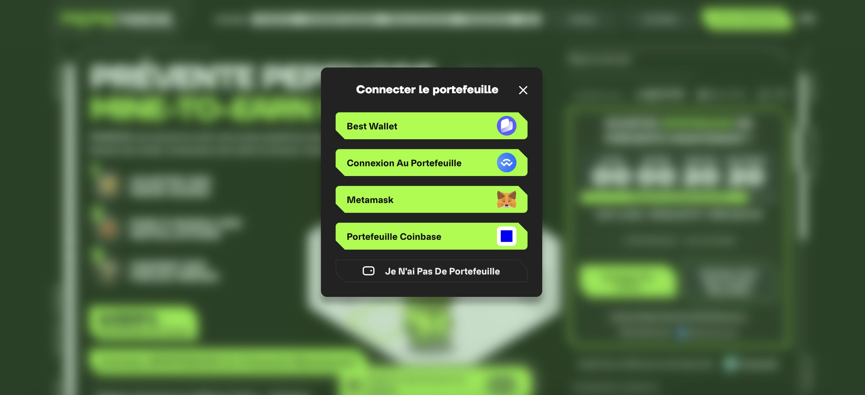 acheter pepenode - connecter best wallet 