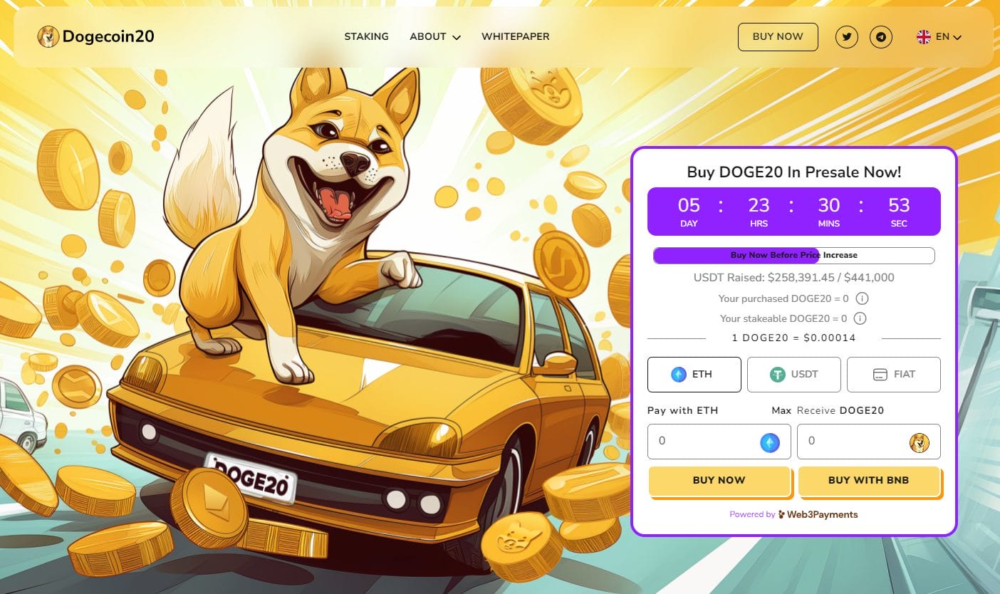 Yeni Kripto Para Ön Satışı Dogecoin20, Canlı Yayına Başladı ve İlk Gün $250,000 Topladı – Sonraki Büyük Meme Coin Dogecoin20 mi?