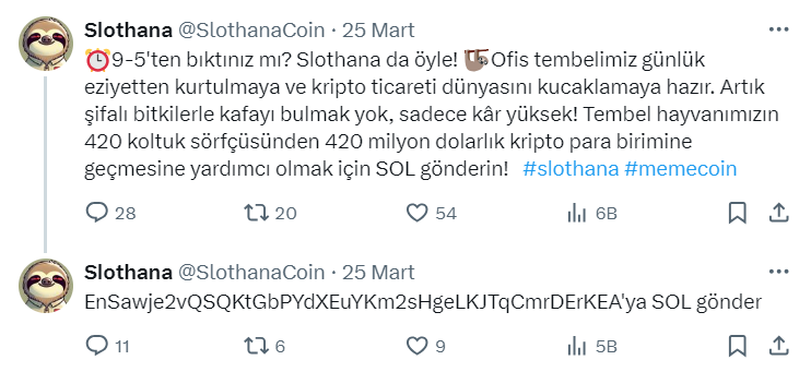 Slothana x (twitter) göndermesi
