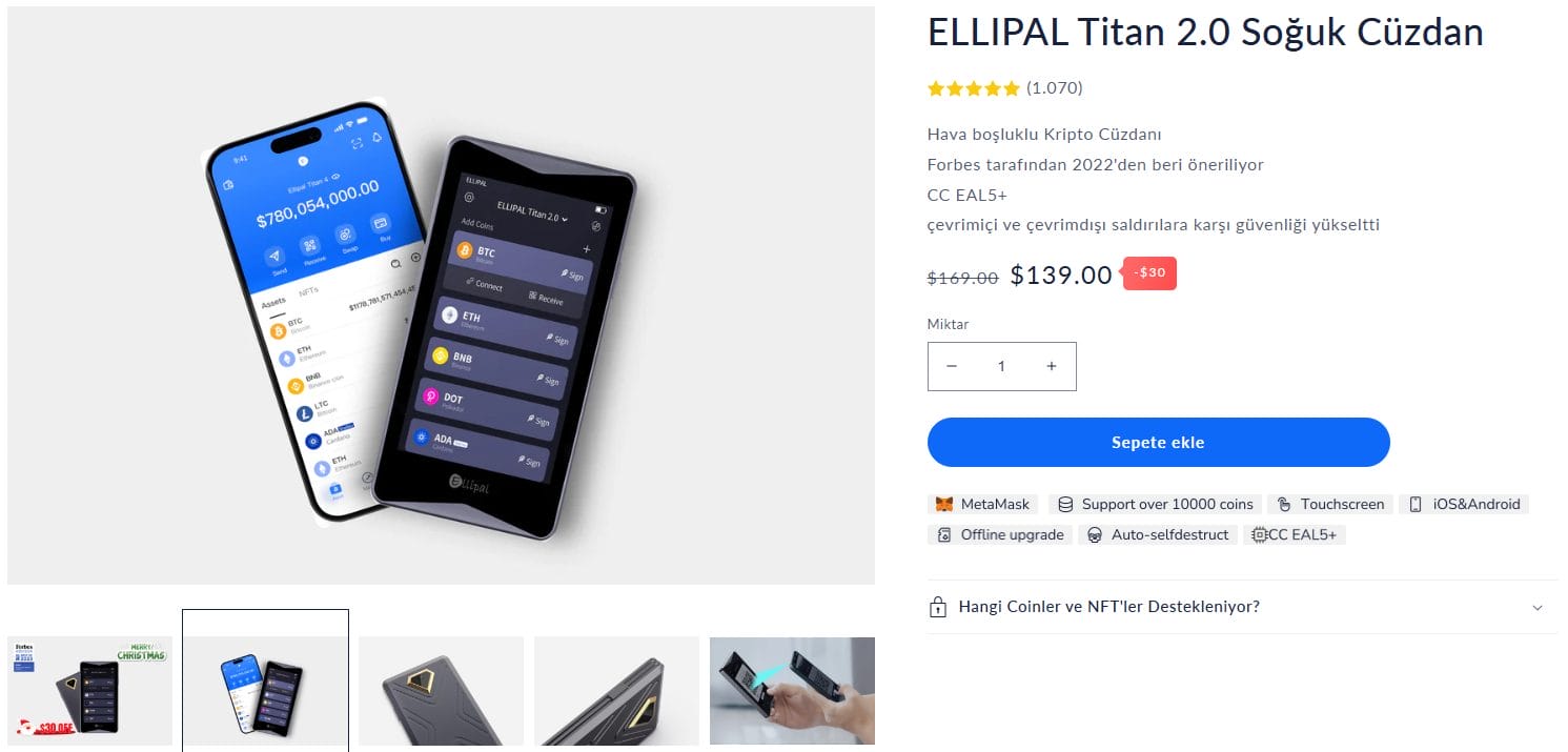 hava boşluğu (air-gapped) teknolojisine sahip cüzdan