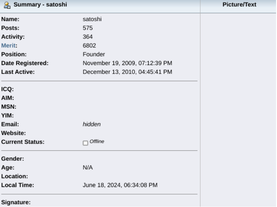 Satoshi Zaman Çizelgesi