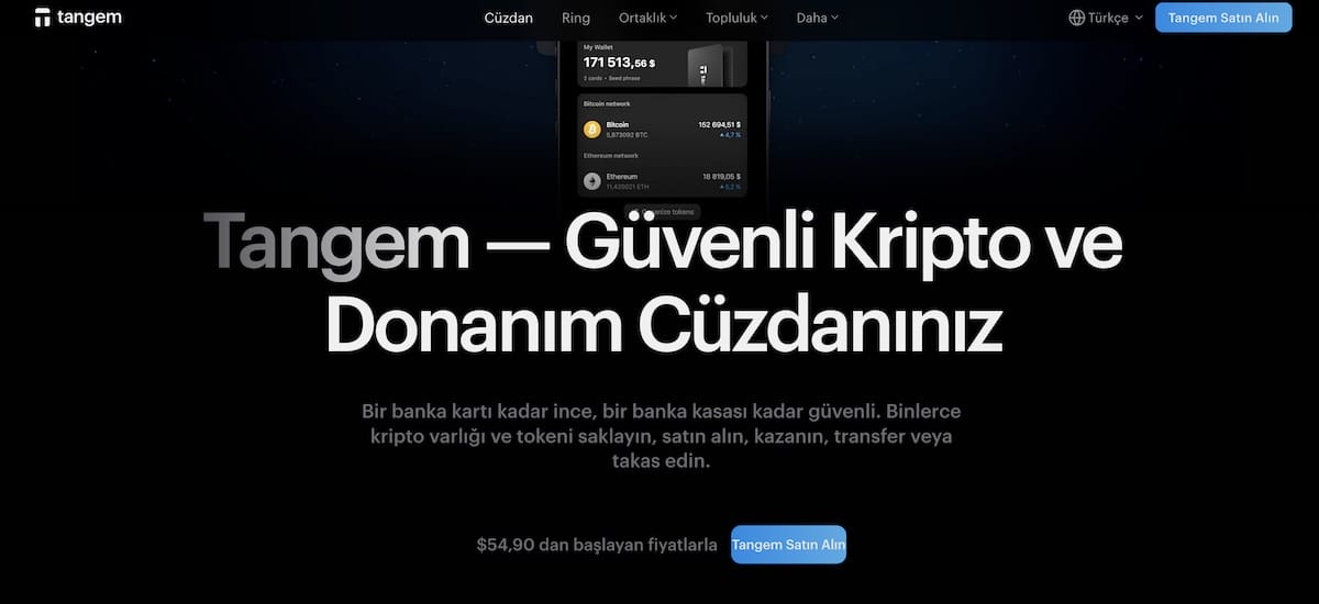 Tangem Kimlik doğrulama istemeyen kripto cüzdanları