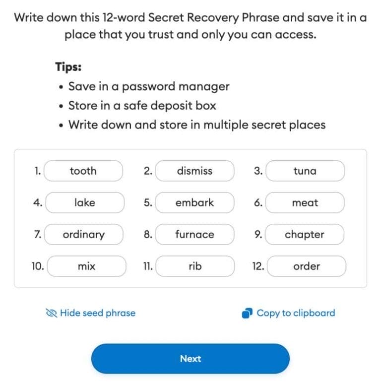 Metamask seed phrase