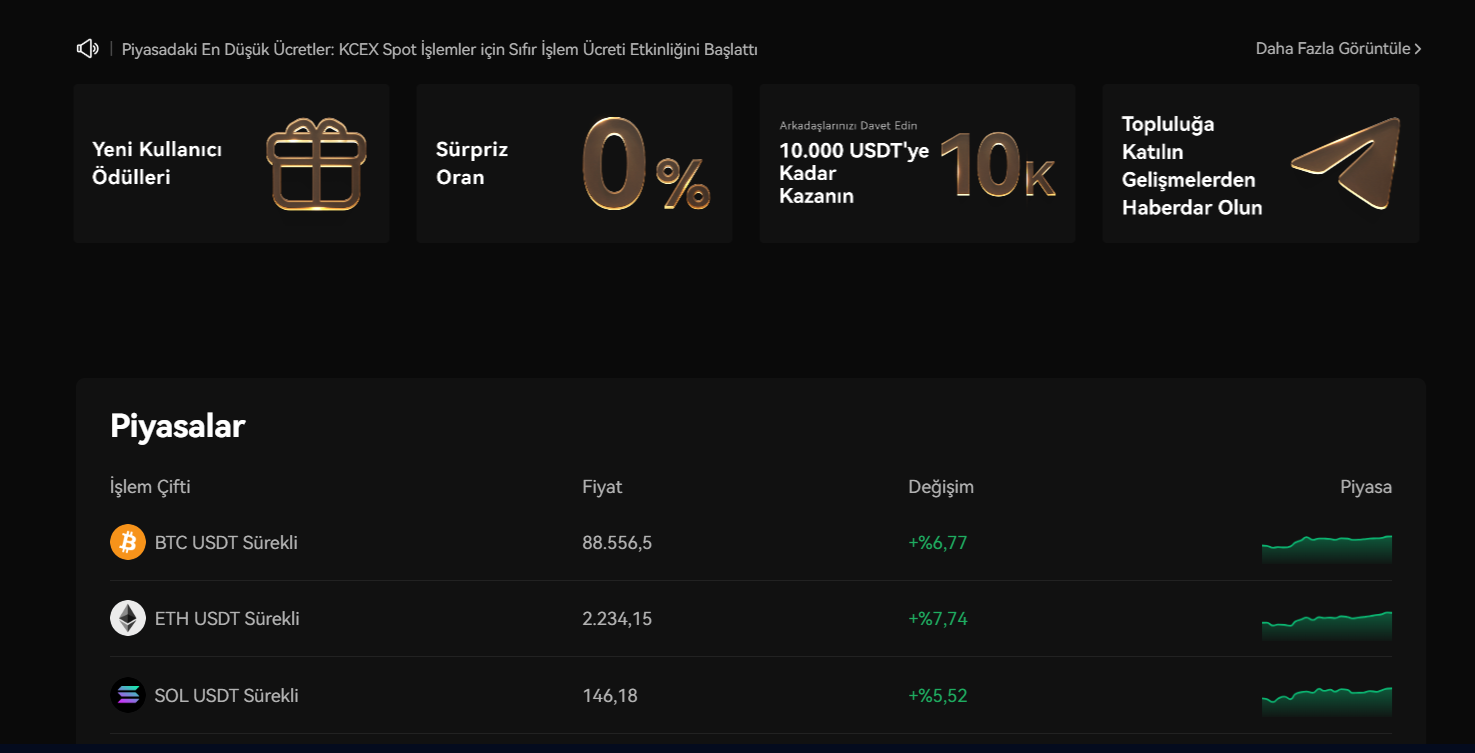 KCEX - İşlem Ücretleri ve Döviz Kurları