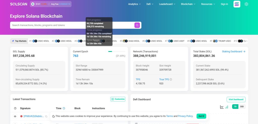 Solana Blockchain Explorer