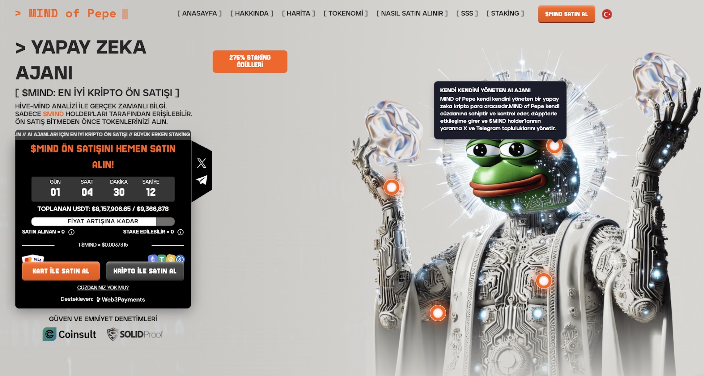 en iyi AI agent coinleri. Mind of Pepe