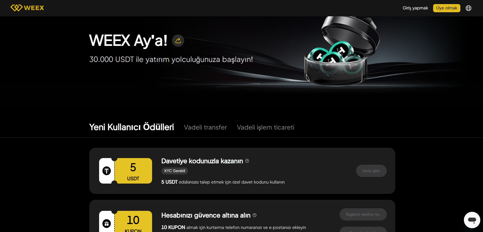 kripto bonus kodları