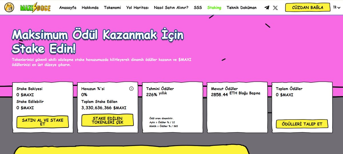 yüksek getiri sunan staking coinleri - Maxi Doge